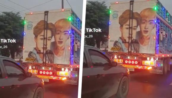 Camión con el rostro de Jimin y Jin |Captura: Tiktok
