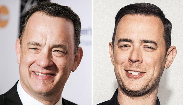 Tom Hanks appears at a gala to benefit the Entertainment Industry Foundation's Women's Cancer Research Fund in Beverly Hills, Calif. on Feb. 20, 2008, left, and his son Colin Hanks appears during a photo session in New York to promote his series, "Life in Pieces," on Oct. 26, 2016. (AP Photo/Dan Steinberg, left, and Victoria Will/Invision/AP)