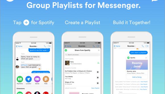 Spotify introduce listas de reproducción en Facebook Messenger. (Foto: Spotify)