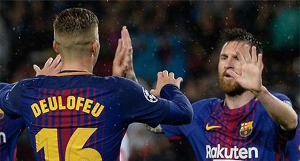 En pocos minutos Barcelona se puso adelante en el marcador ante el Málaga con un polémico gol. Gerard Deulofeu celebró pero Lucas Digne había centrado con el balón afuera. (Foto: Twitter)