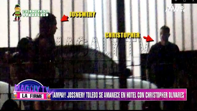 Jossmery Toledo y Christopher Olivares son captados en hotel. (Foto: Captura ATV)