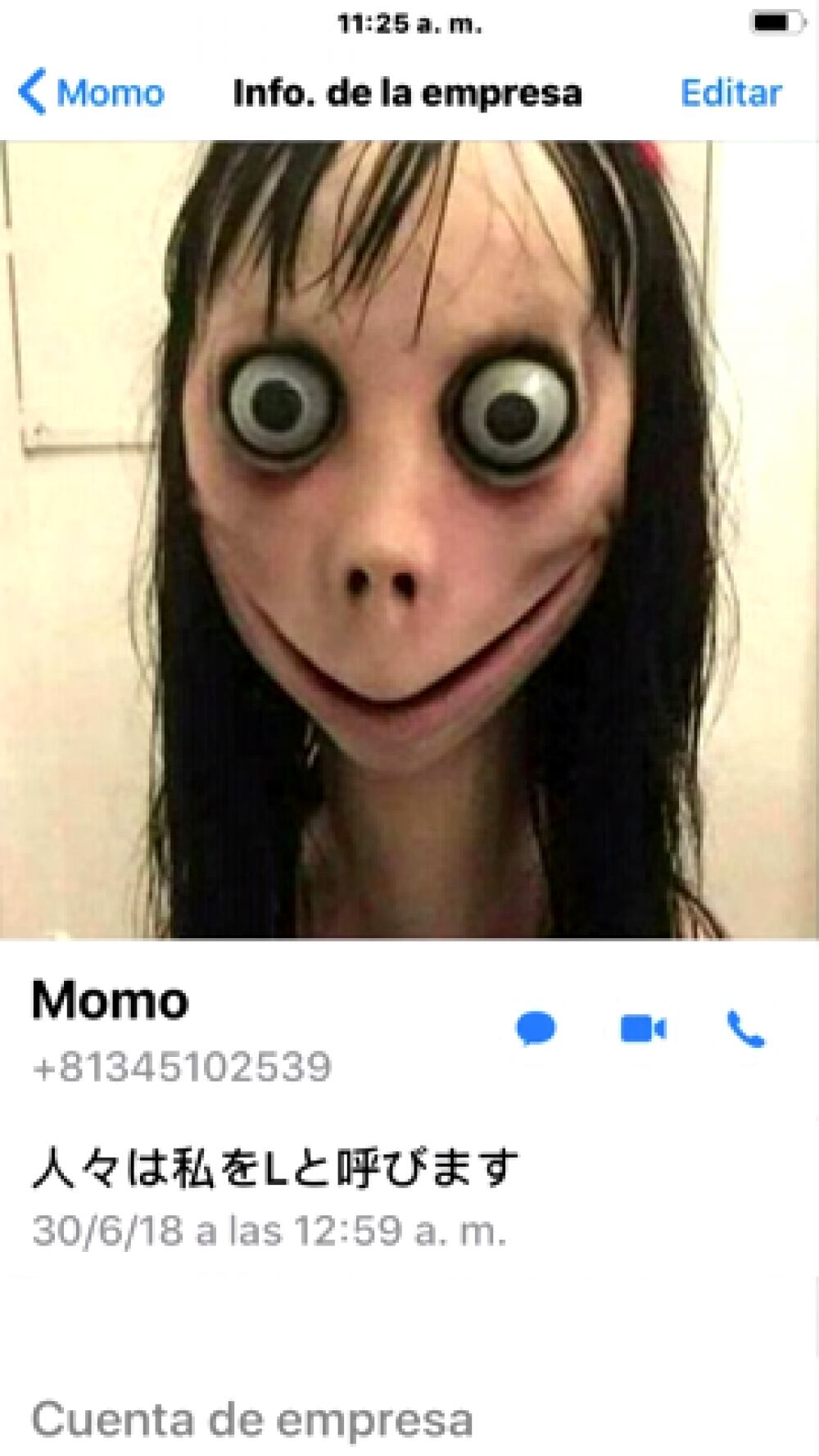 'Momo' el misterioso usuario de WhatsApp que nunca deberías contactar por tu seguridad cibernética (Foto: Captura)