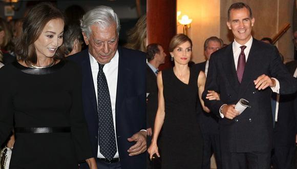 Mario Vargas Llosa e Isabel Preysler ante los reyes de España
