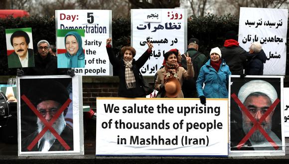Una manifestación en Londres en repudio al gobierno de Irán. (Reuters).