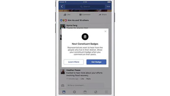 Insignias constituyentes, percepciones de los constituyentes y orientación del distrito son las nuevas funciones que Facebook presentó. (Foto: Facebook)