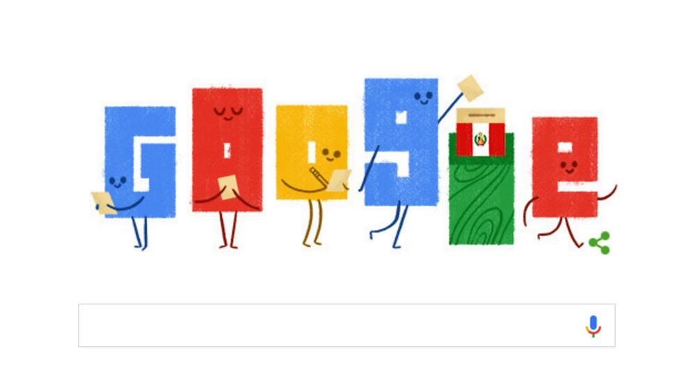 Este es el Doodle de Google que se muestra para celebrar las elecciones en Perú 2016. ¿Lo viste? Compártelo con tus amigos. (Foto: Captura)