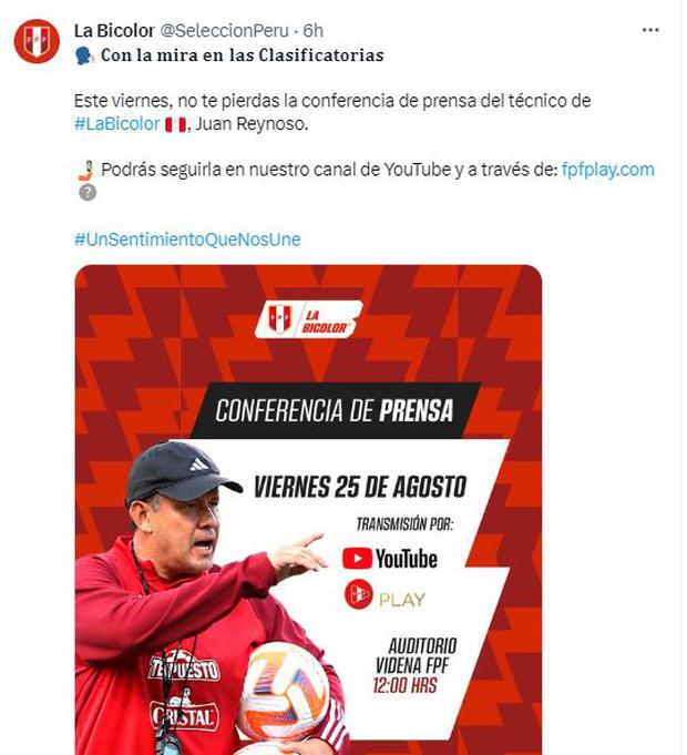 Todo listo para que el técnico de Perú, Juan Reynoso, dé la lista de convocados para los partidos ante Paraguay y Brasil