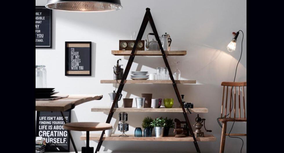 Decoración: Logra un estilo industrial con estantes de hierro y madera