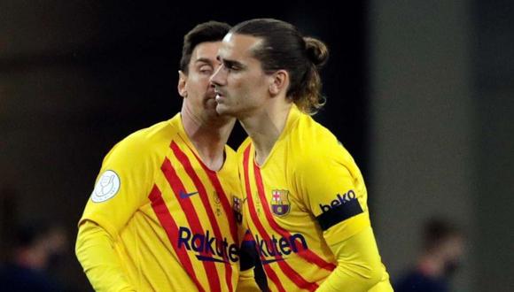 Antoine Griezmann habló sobre el futuro de Lionel Messi tras ganar la Copa del Rey con Barcelona. (Foto: EFE)