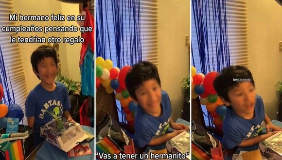 Un niño se entera que tendrá un hermano el día de su cumpleaños y su reacción se vuelve viral. | FOTO: @nayerdx / TikTok