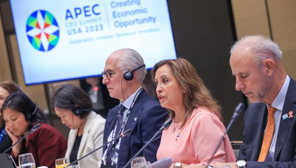 Boluarte tiene previsto ofrecer un discurso en la sesión de clausura de la Cumbre Empresarial de APEC (CEO Summit). (Foto: Presidencia Perú)