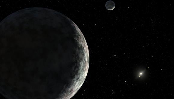 Planeta enano Eris y su luna Dysnomia. (NASA/JPL)