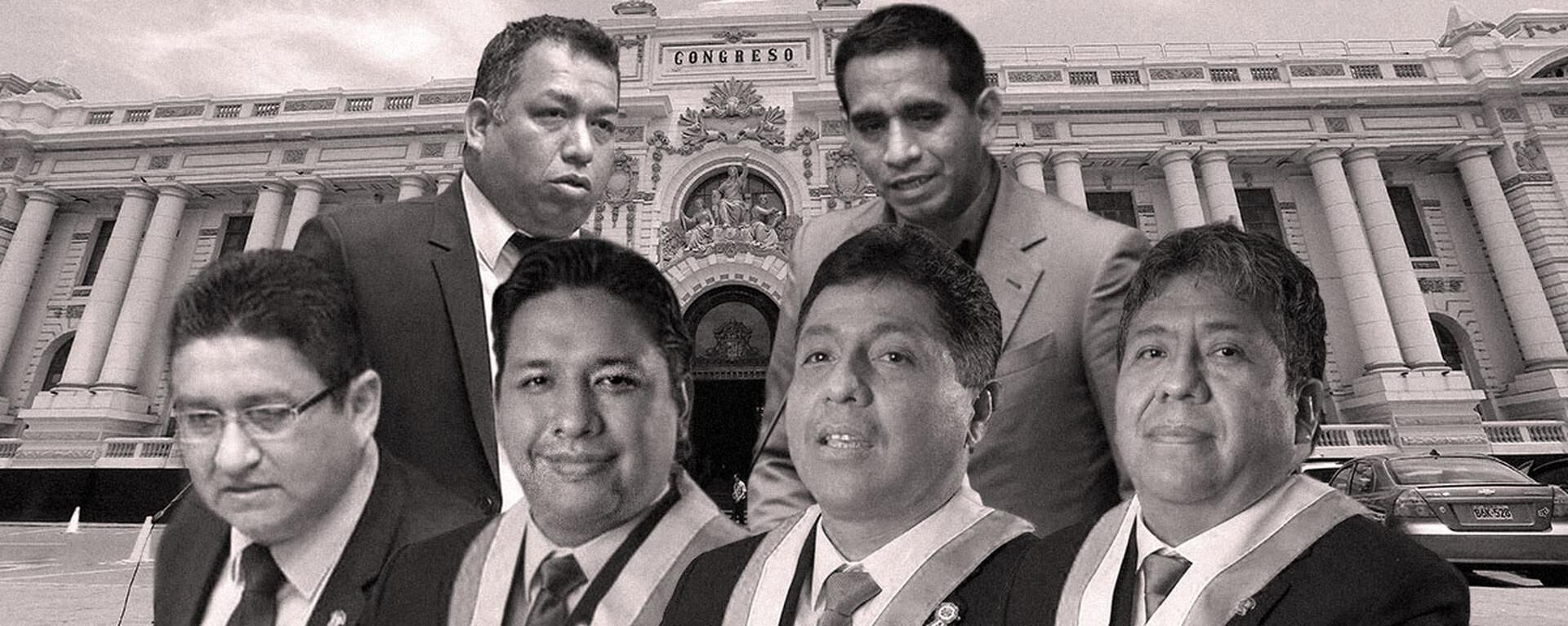 Darwin Espinoza, Elvis Vergara (arriba), Juan Carlos Mori, Ilich López, Raúl Doroteo y Jorge Flores fueron los seis congresistas de Acción Popular identificados inicialmente como 'Los Niños'.