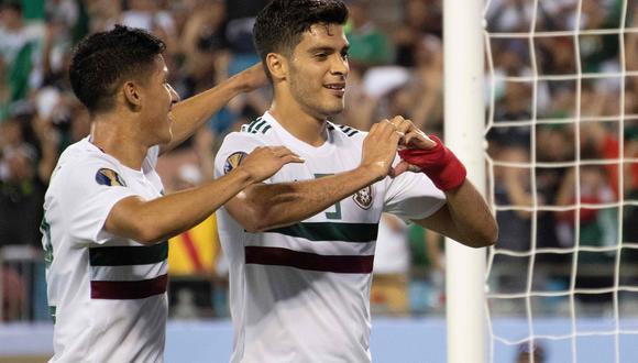 Raúl Jiménez marcó el segundo gol de la selección de México ante Martinica en el duelo de la Copa Oro 2019. (Foto: AFP)