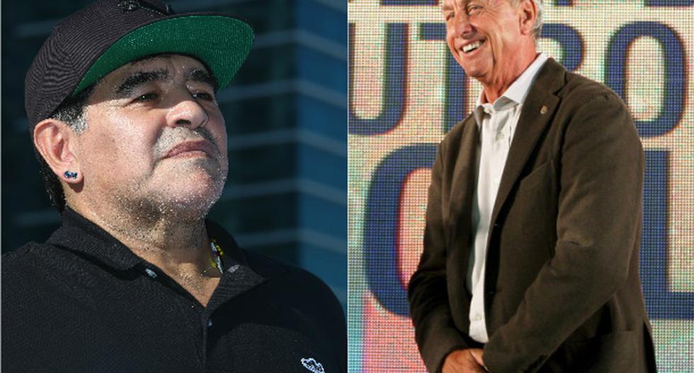 Diego Armando Maradona expresó sus condolencias por el fallecimiento de Johan Cruyff. (Foto: Getty Images)
