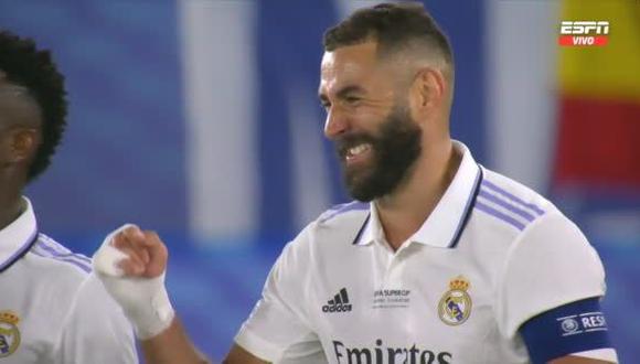 Gol de Karim Benzema para el 2-0 de Real Madrid vs. Eintracht Frankfurt. (Captura: ESPN)