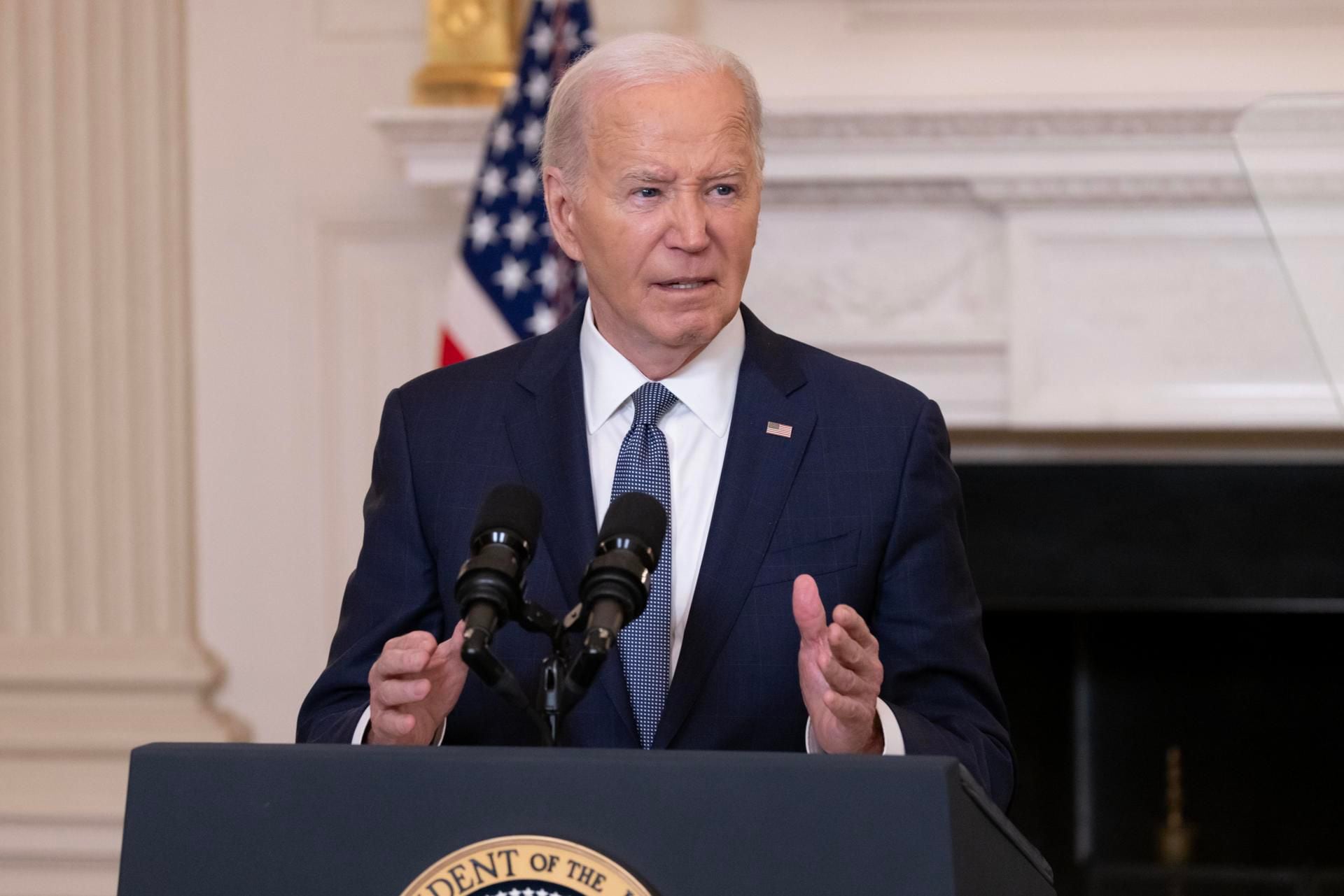 El presidente estadounidense Joe Biden anuncia una propuesta de alto el fuego entre Israel y Hamás. (EFE/EPA/MICHAEL REYNOLDS).