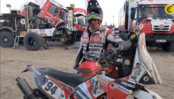 El motociclista Lalo Burga viene recuperando terreno luego de que el primer día perdiera tiempo por la rotura de una llanta de su motocicleta. (Video: Christian Cruz Valdivia, enviado especial de El Comercio)