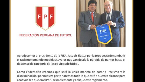 Descenso a racistas: FIFA Y FPF y la propuesta contra racismo