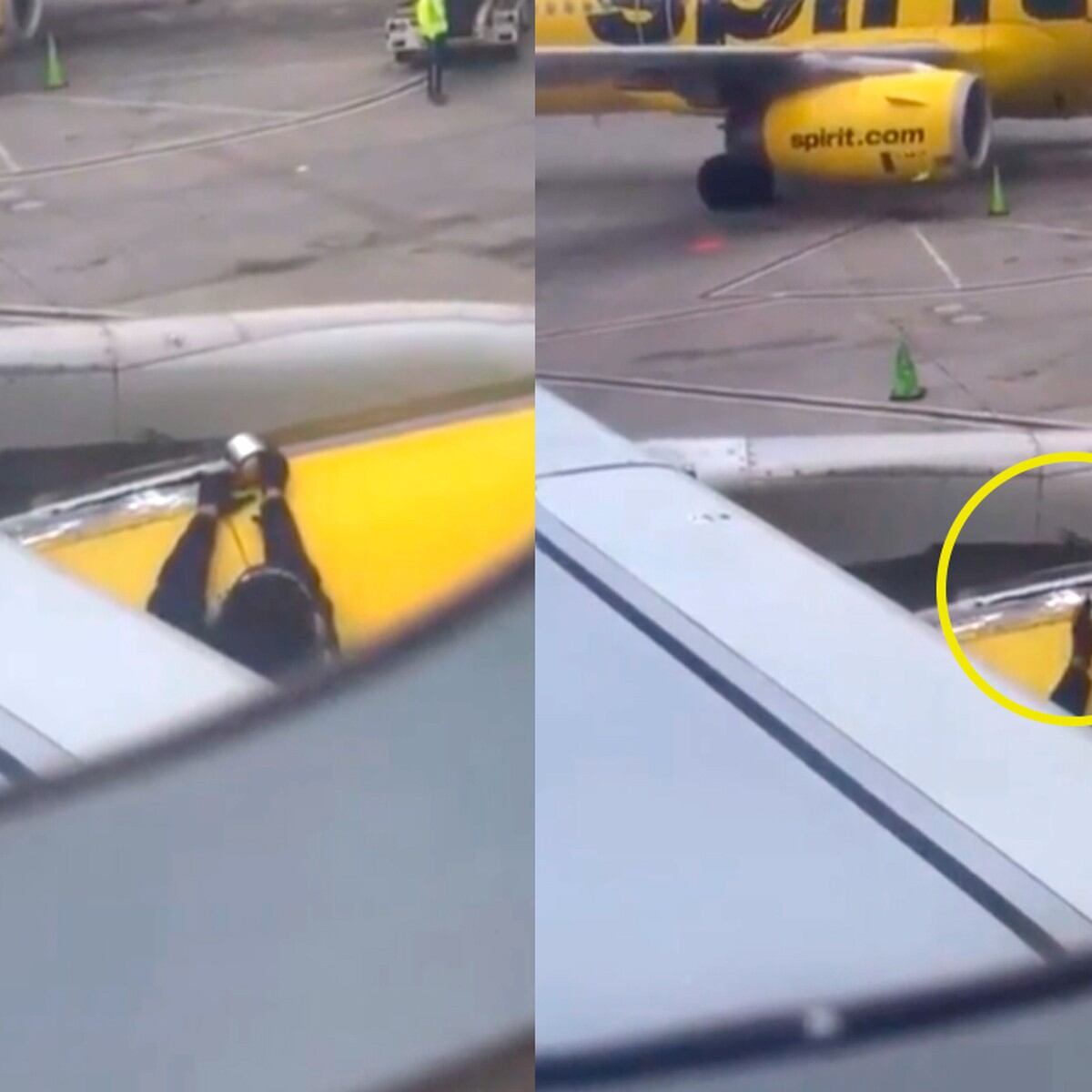 Grabó cómo un trabajador 'reparaba' el ala de un avión y la que vio lo  espantó, USA