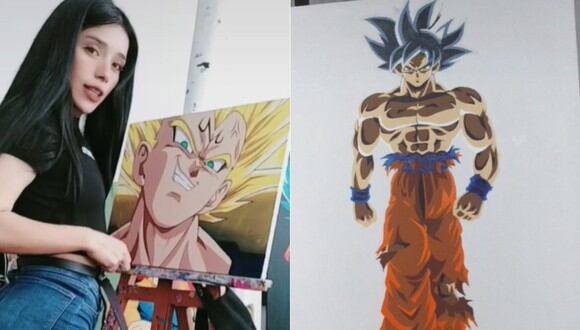 Talentosa conquista las redes con pinturas de personajes de “Dragon Ball”. (Imagen: @marcy.art)/ TikTok)