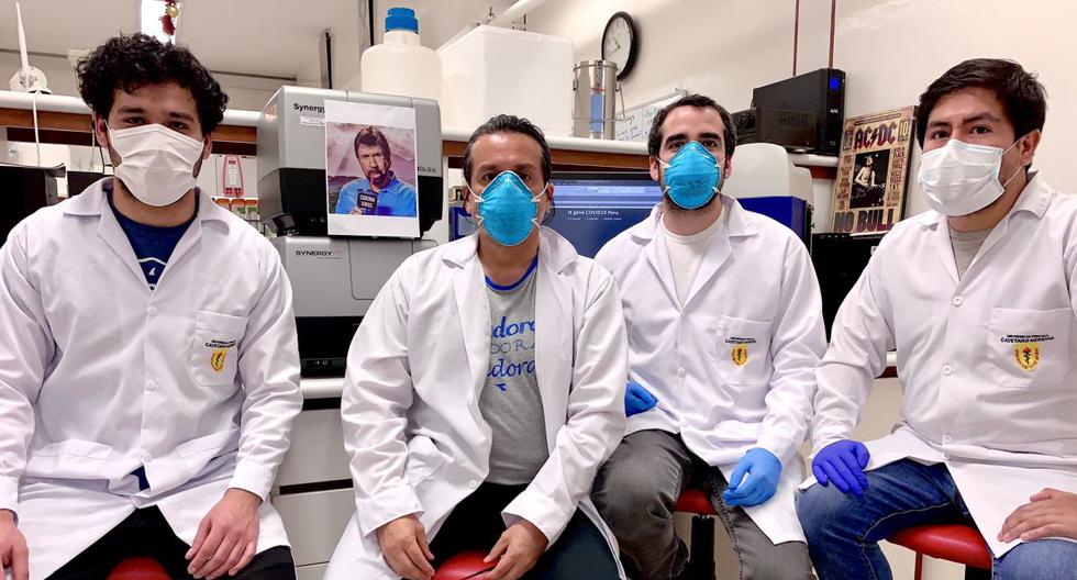 Este es parte del equipo de investigadores de la Universidad Peruana Cayetano Heredia, liderados por Edward Málaga-Trillo (segundo desde la izquierda), que desarrolló una prueba rápida molecular que utiliza la saliva para detectar la presencia del SARS-CoV-2. (Foto: Edward Málaga-Trillo)