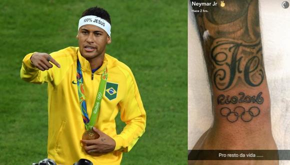 Neymar se tatuó anillos olímpicos y Río 2016 por oro en fútbol