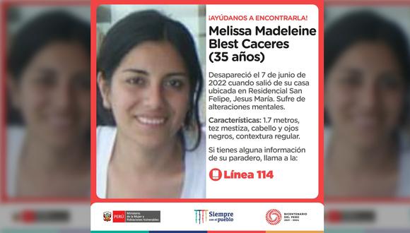 Melissa Madeleine Blest Caceres (35) desapareció en la Residencial San Felipe.