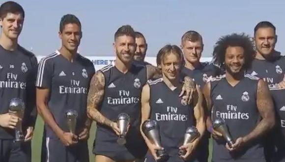 Luka Modric, Sergio Ramos, Marcelo, Raphael Varane y Thibaut Courtois fueron los grandes ganadores de la última gala de los premios FIFA The Best. (Foto: captura de video)