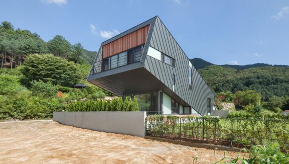 En busca del sol: Construyen extraña casa diagonal en Corea