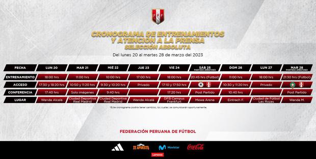 Cronograma de la selección peruana para sus amistosos contra Alemania y Marruecos.