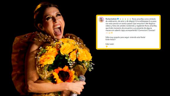 Florencia Bertotti celebró el fenómeno de las flores amarillas con emotivo mensaje en redes sociales | Foto: @florbertottiok - Instagram (Captura de video) / Composición EC