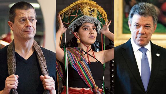 El escritor francés Emmanuel Carrere, la cantante peruana Renata Flores, y el expresidente colombiano y Premio Nobel de la Paz Juan Manuel Santos. (Fotos: Getty Images/Renzo Salazar para El Comercio/Getty Images)