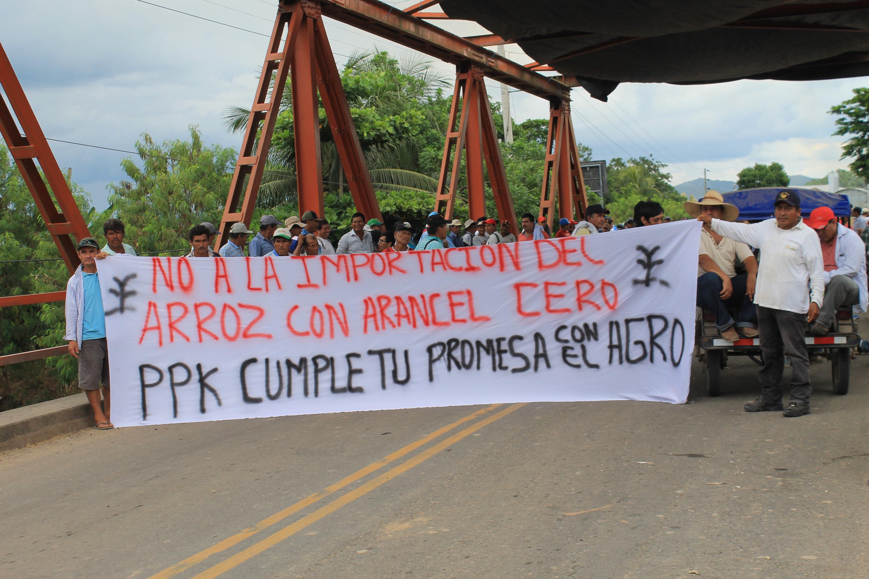 Productores exigen la cancelación del arancel cero a las importaciones de arroz. (Foto: Hugo Anteparra)