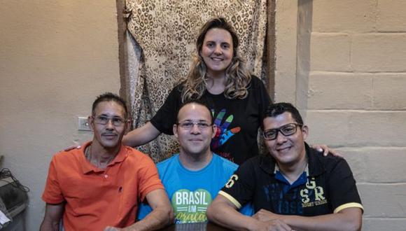 Joyce Simões "adoptó" a los venezolanos Héctor Antuare, Teoscar Ramon Mata y Luis Nelson Baena. (Foto: Gui Christ)