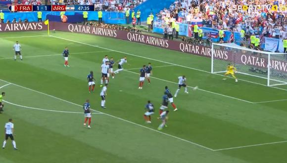 Argentina vs. Francia: Mercado marcó tras desviar remate de Lionel Messi. (Foto: Captura de pantalla)
