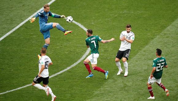 Manuel Neuer, portero titular de Alemania en Rusia 2018, salió a cortar un contragolpe de México con una acción totalmente temeraria parecida a la de la final de la Copa del Mundo 2014. (Foto: Reuters)
