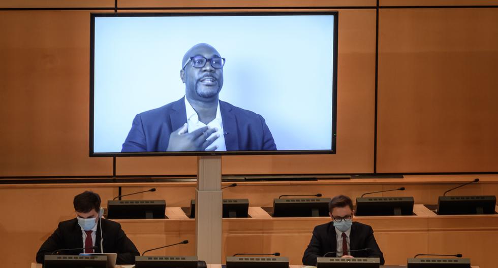 Philonise, el hermano de George Floyd, participó en la apertura del debate urgente sobre "racismo sistémico" en Estados Unidos y otras partes del mundo en el Consejo de Derechos Humanos de la ONU. (Foto: Fabrice COFFRINI / AFP).