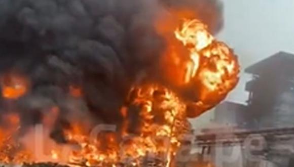Incendio de proporciones al interior de la azucarera Casa Grande | Foto: Captura de video La Caña.pe