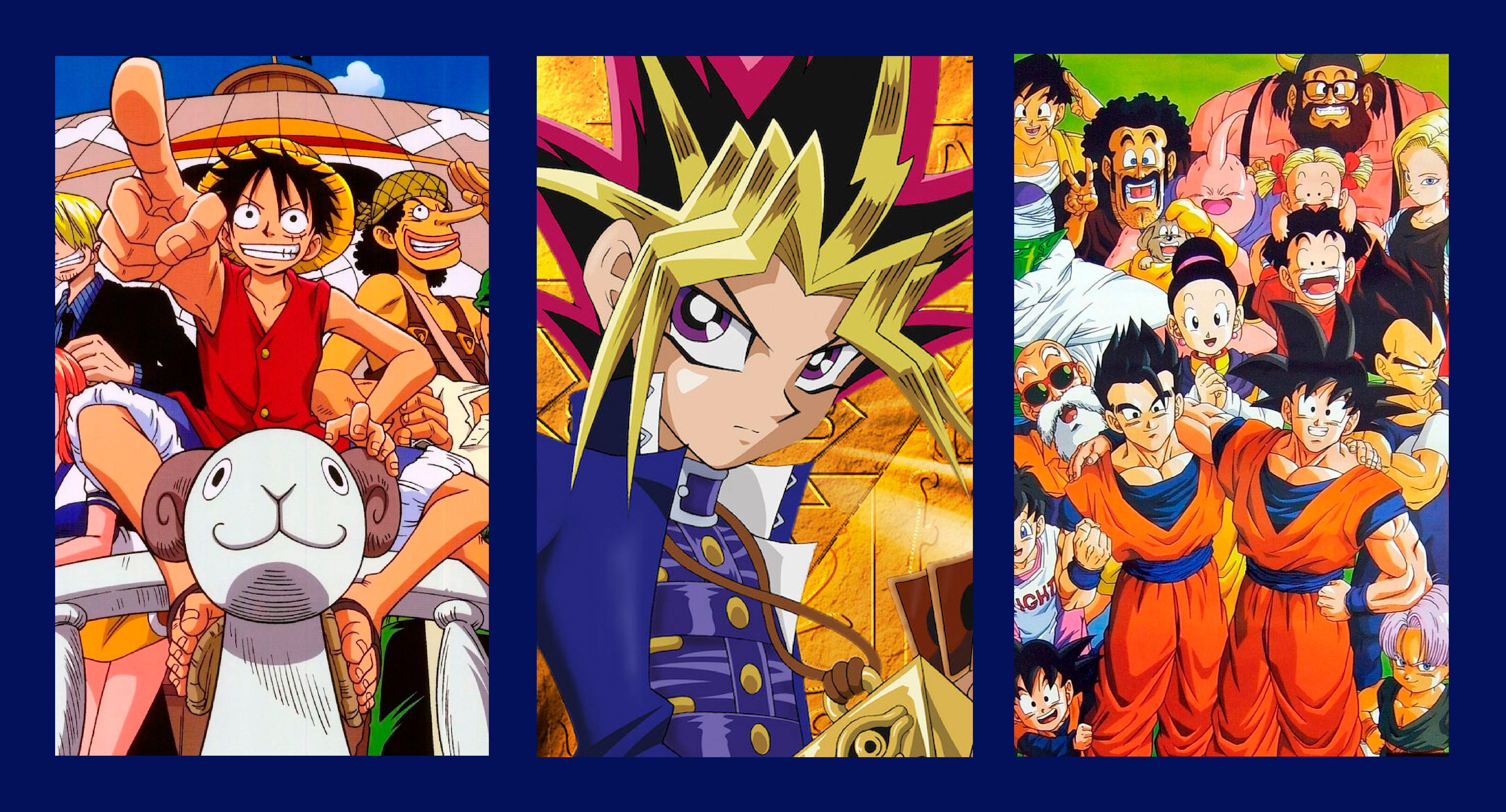 "One Piece", "Yu-Gi-Oh" y "Dragon Ball Z".
