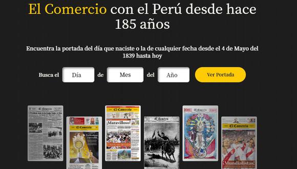 Ya puedes revisar la portada de El Comercio del día que naciste | Captura de imagen