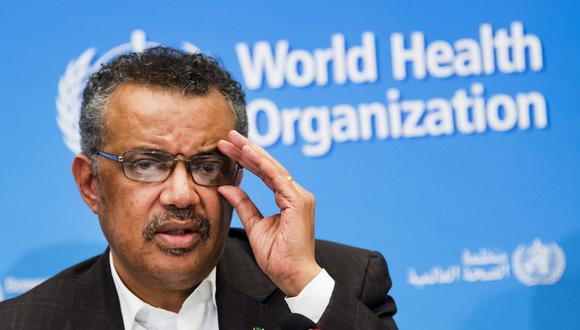 Fotografía de archivo del 30 de enero de 2020 de Tedros Adhanom Ghebreyesus, director general de la Organización Mundial de la Salud, en una conferencia virtual sobre el coronavirus covid-19. (Jean-Christophe Bott/Keystone vía AP, Archivo).