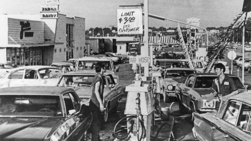 In 1974, the oil embargo caused gasoline shortages in the United States.  (GETTY IMAGES).