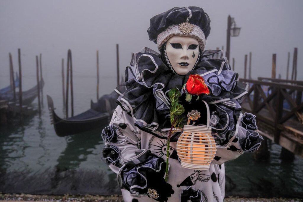 Despite what is happening in Venice, its famous carnival was held last week.  (GETTY IMAGES).