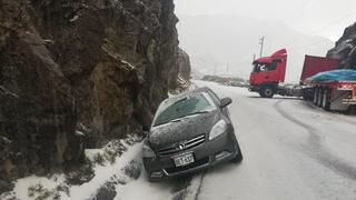 Carretera Central: reportan intensa caída de granizo en la zona de Ticlio