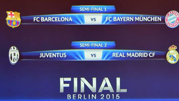 Champions League: Barcelona-Bayern y Real Madrid-Juventus