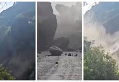 Huaraz: impresionante desprendimiento de rocas y tierra interrumpe tránsito en Pativilca | VIDEO 