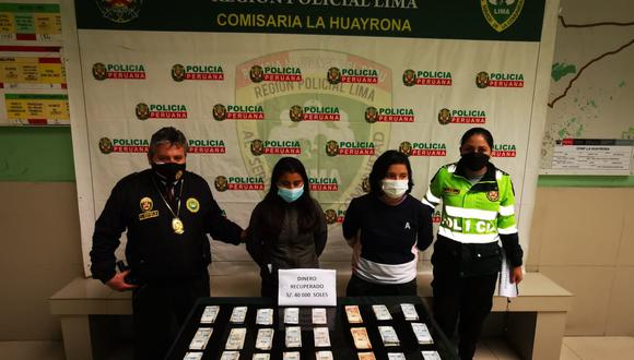 Las dos presuntas 'peperas' fueron intervenidas por agentes de la comisaría de La Huayrona | Foto: Policía Nacional del Perú