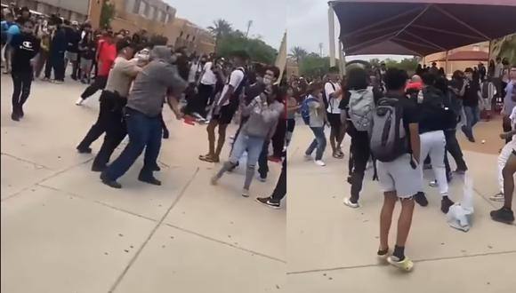 Al menos 30 estudiantes estuvieron involucrados en la pelea escolar. (Foto: Captura de video)