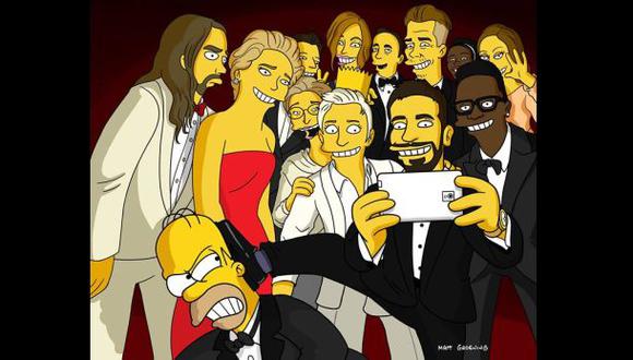 "Los Simpson" también recrearon el ‘selfie’ del  Oscar